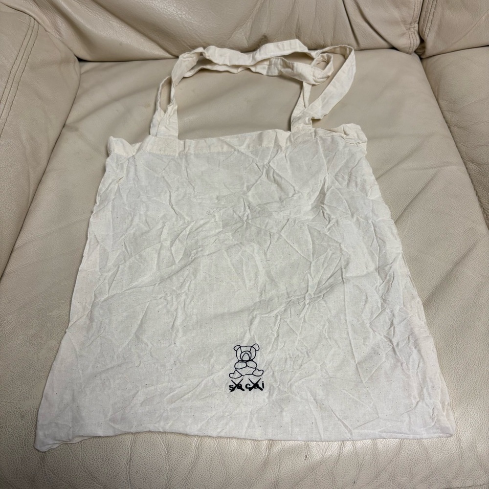 SACAI x KAWS Small Tote Bag Beige Bear 13 x 12 in